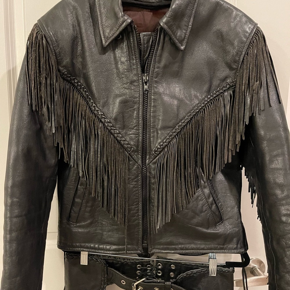 Vintage matching fringe jacket and chaps.  Some small.  Perfect condition